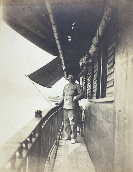 Captain Cornell Plant on board 'Junie', the Plant's houseboat