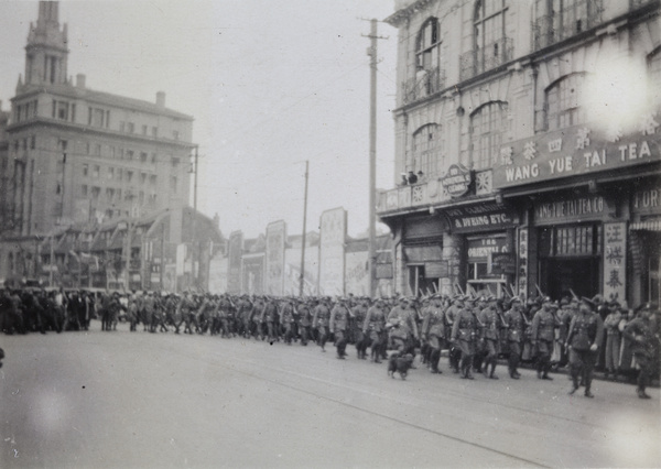 Portuguese Company (led by Major Manuel Francisco Read Leitao), Shanghai Volunteer Corps route march, 1930