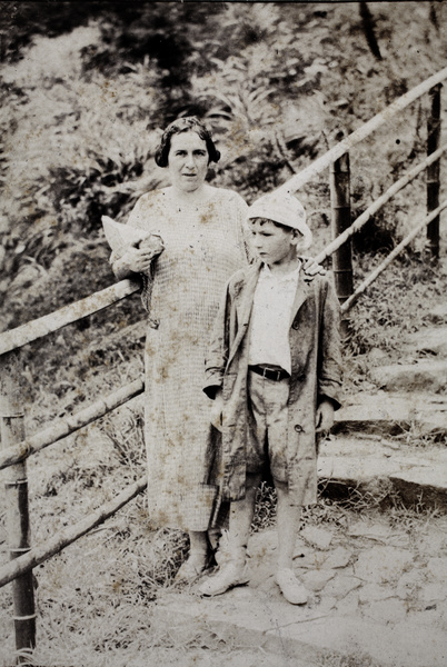 Mrs Hansen with her son, Baba, at Moganshan