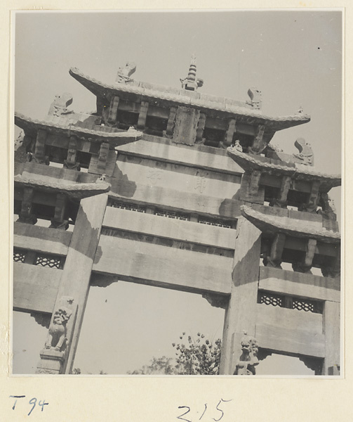 Detail of pai lou on the Shen Lu leading to Zhi sheng lin in Qufu