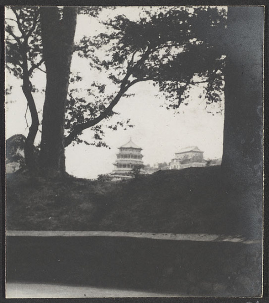 Summer Palace.  [View of Fo xiang ge (left) and Zhi hui hai (right).]