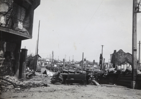 War damage at Urga Road bridge, Zhabei, Shanghai, September 1937