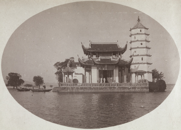 A temple and pagoda on an island, Daye (大冶), Hubei (湖北)