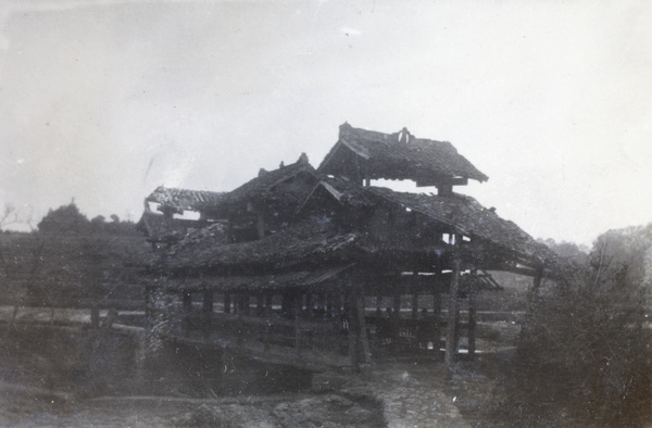 Dilapidated covered bridge, Hunan province