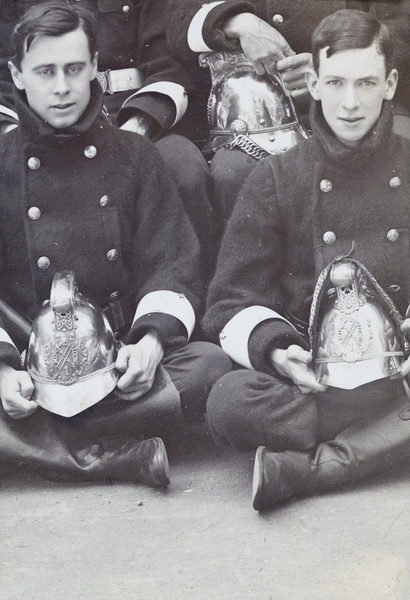 George Woodhead with other fire brigade volunteers, Mih Ho Loong Hook and Ladder Company Number 1, Shanghai