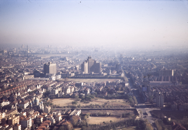 An aerial view looking down Avenue Joffre (Huaihai Lu), west Shanghai, 1945