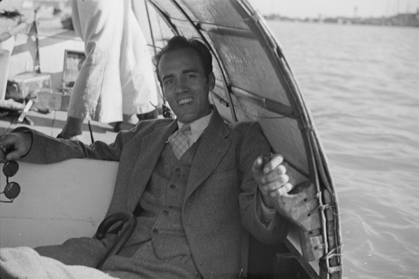 Malcolm Rosholt in a water taxi, Shanghai