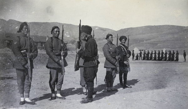 Training recruits, 1st Chinese Regiment