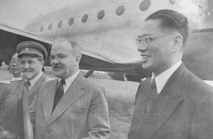 T.V. Soong and Molotov by a USAAF Douglas C-54 Skymaster, Moscow, June 1945