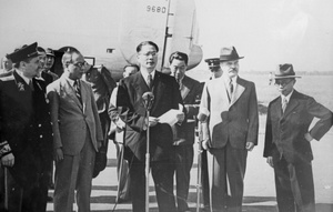 T.V. Soong at an airport, during his visit to Moscow, 1945
