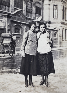 Two young women wearing Chinese-style jackets, Shanghai