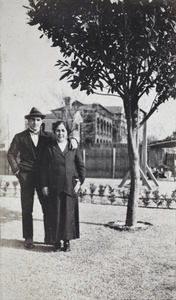 Charles and Elizabeth Hutchinson in the garden, 35 Tongshan Road, Hongkou, Shanghai