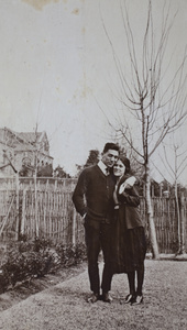 Bill Hutchinson and Mabel Parker in the garden, 35 Tongshan Road, Hongkou, Shanghai
