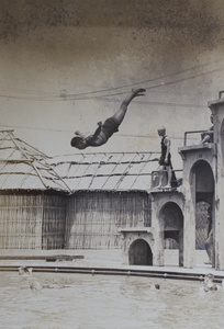 Harry Hutchinson diving into the deep end of the Open Air Pool, Hongkou, Shanghai, 1925