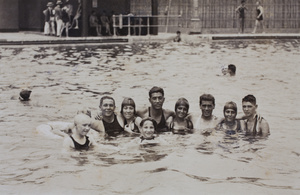 Harry Hutchinson and friends at the Open Air Pool, Hongkou, Shanghai, 1925