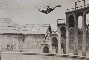 Booby diving from a high platform into the Open Air Pool, Hongkou, Shanghai