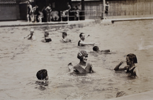 Swimmers and bathers at the Open Air Pool, Hongkou, Shanghai
