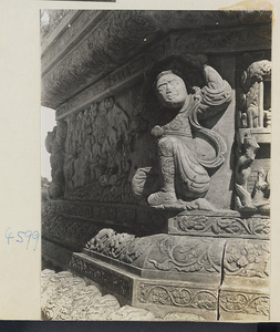 Detail of marble relief carving showing male figure at Yuquan Hill