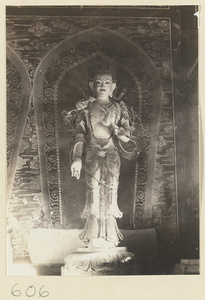Temple interior showing a statue of a Bodhisattva at Huang si
