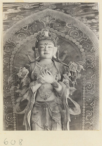Detail of a statue of a Bodhisattva at Huang si