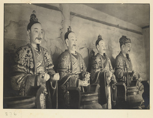 Interior of Wan shan dian showing four shrine figures