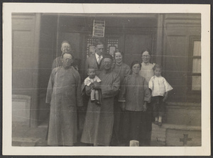 Payenjung. Its beginnings were in a military camp to quell the Tibetans.  The C.I.M.  L. to R.  'Canon Streeter,' Mr. Mann, Dr. Z., J. Bell, Miss Tucker, Mrs. Bell & Miss Graham.