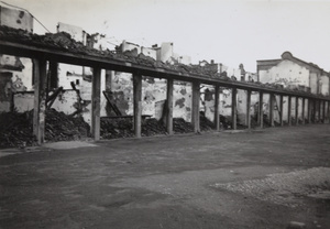War damaged buildings at Point Road and Wuchow Road, Shanghai, September 1937