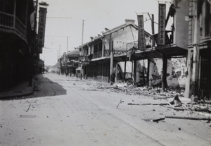 War damage to Urga Road, near Thorne Road, Shanghai, August 1937