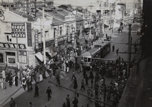 Nanking Road and Lloyd Road area closed by Japanese after bomb thrown, Shanghai, December 1937