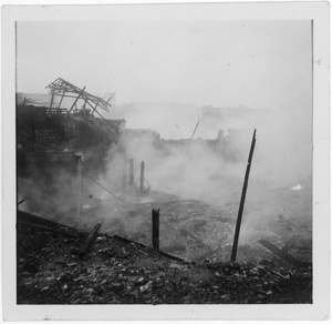 Smouldering ruins, after bombing, Chongqing