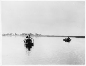 Flooded area with two boats, Central Hebei province, 1938