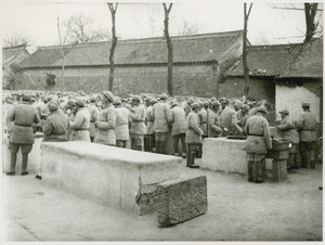 Students' meal time at the Bethune Medical School (Bai Xiao), 3rd Sub-district, Jinchaji, 1943