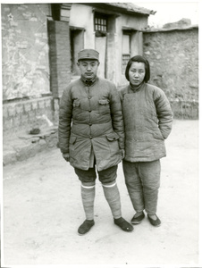 Zhong Ziyun (Wang You), Head of Enemy Area Intelligence for Jinchaji, and his wife, H'ang Yun, January 1942