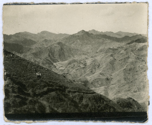 Pack animals on a mountain path, en route to Yan'an (延安), 1944