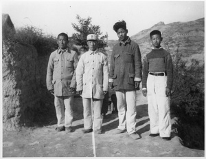 Can Fei and Song Weimin with two others, Yan'an (延安)