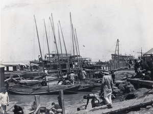 Moored riverboats and Yangtze River, Xiaguan (下关) wharf, Nanjing (南京市)
